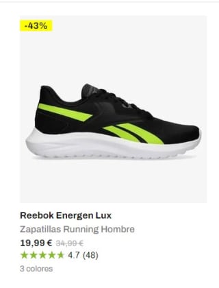 Recopilación marca reebok desde 5€ en Sprinter