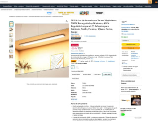 Luz armario sensor de movimiento 3000KW 41cm Recargable y regulable por solo