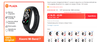 Reloj inteligente Xiaomi Mi Band 7 por 30,80€