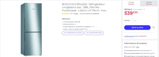 BOSCH KGV33VLEAS - Réfrigérateur congélateur bas à 539,99€