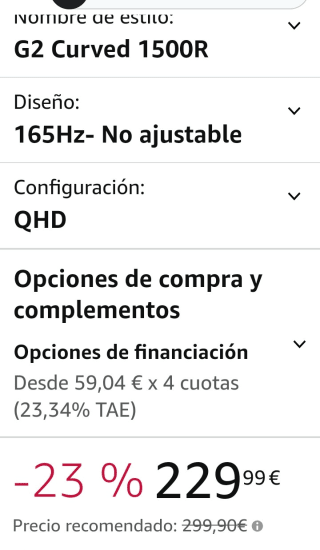 AOC Monitor Gaming 32" Curved por 229,99€.