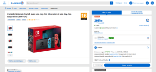 Console Nintendo Switch avec une Joy-Con bleu à 266,09€