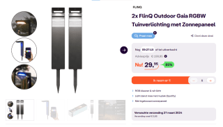 2x FlinQ Outdoor Gaia RGBW Tuinverlichting met Zonnepaneel voor €29,95 bij iBOOD