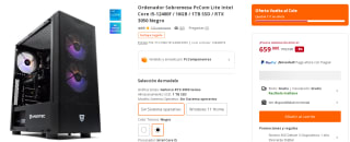 Ordenador Sobremesa PcCom Lite Intel Core i5-12400F / 16GB / 1TB SSD / RTX 3050 por 659€