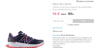 New Balance Zapatillas trail running Fresh Foam Garoé mujer o hombre por 59€