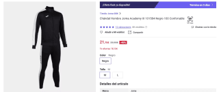 Chándal Hombre Joma Academy III 101584 Negro 100 Confortable por 21,75€