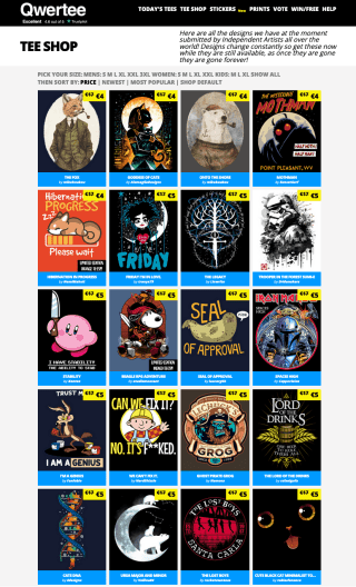 Camisetas diseños originales desde 4€ en Qwertee