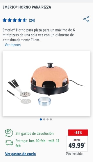 Emerio horno para Pizza por 49,99€.
