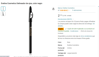 Delineador de ojos, color negro marca Eveline Cosmetics por 1,27€