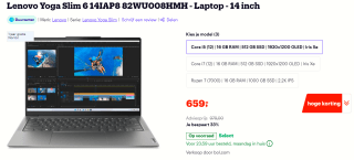 Lenovo Yoga Slim 6 14IAP8 (82WU008HMH) voor €659 bij Bol.com