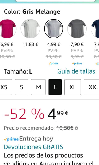 Joma Camiseta Deportiva para hombre por 4,99€.