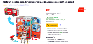 KidKraft Brandweerauto en brandweerstation 2-in-1 speelset van hout voor €18 bij bol
