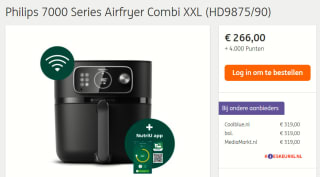 Philips Airfryer Combi XXL Connected 7000 series HD9875/90 voor €266 + 4.000 ING rentepunten