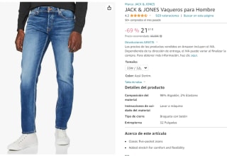 JACK & JONES Vaqueros para Hombre por 21,51€