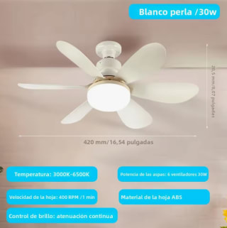 Ventilador Techo LED Con Control Inalámbrico con 3 Modos Iluminación Ajustables E26/E27 Base 20-40W por 11,99€