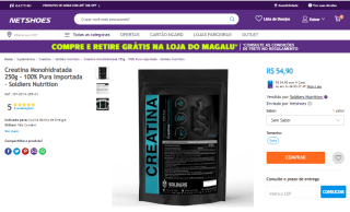 Creatina Monohidratada da Soldiers Nutrition de 250g - R$ 54,90