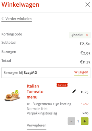 €2,50 korting op alle burgermenu's bij Kwalitaria