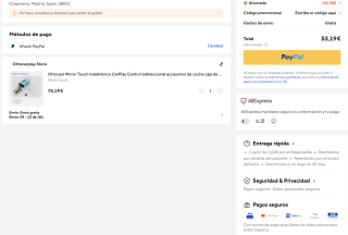 CarPlay con cable inalámbrico y control bidireccional Ottocast Mirror Touch por solo 53,19€