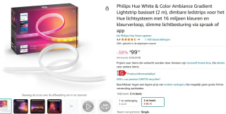 Lightstrip Philips Hue Gradient Basisset 2M voor €99,15 bij Amazon
