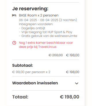 2 overnachtingen in het HUP hotel + ontbijt + entree Monkeytown + toegang tot Sport & Play Centrum + toegang tot wellness vanaf €198 (2 pers.) via Travelcircus