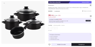 Batería de Cocina 7 piezas Magefesa Kenia, acero vitrificado exterior negro. Antiadherente bicapa Reforzado por 38.11€ (Cuenta Nueva 28.11€)