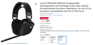 Corsair HS80 - Draadloze Gaming Headset voor €89,99 dmv code met Amazon Prime