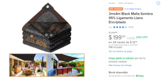 3mx4m Black Malla Sombra 95% Ligamento Llano Encriptado por $199 en Mercado Libre