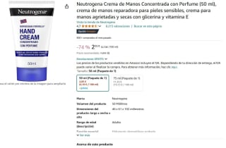 Neutrogena Cuidado Manos , Crema Regular con Perfume - 50 ml por 2,05€.