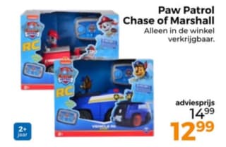 PAW PATROL, Politievoertuig met Chase-figuur of Marshall RC Speelgoedvoertuig voor €12,99 bij Trekpleister
