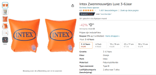 Intex zwembandjes (3-6 jaar) voor €0,95 bij Amazon