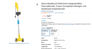 Gloria Garten WeedBrush - Li-on Bosch (zonder accu) voor €65,99 bij Amazon