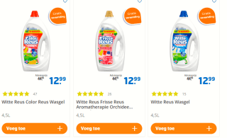 Witte Reus Vloeibaar Wasmiddel 100 wasbeurten 4,5 liter 2 stuks voor €25,98 bij trekpleister