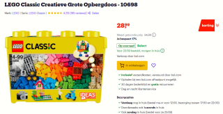 LEGO Classic Creatieve Grote Opbergdoos voor €28,99 bij Bol.com