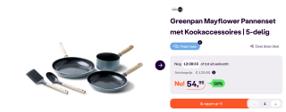 GreenPan Mayflower pannenset - 3-delig + 2 accessoires voor €54,95 bij Ibood