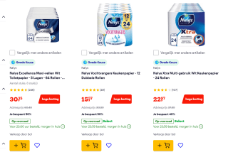 Tot 50% korting op Nalys Keukenpapier en toiletpapier