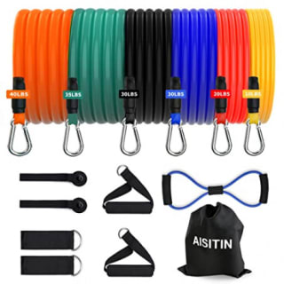 14 piezas Bandas Elasticas Musculacion Fitnes resistencia con 6 Tubos de Látex a 3,99€