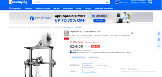Imprimante 3D Creality Ender-3 S1 Pro à 249€
