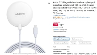 Anker 313 Magnetische draadloze oplaadpad,voor €13,99 bij Amazon
