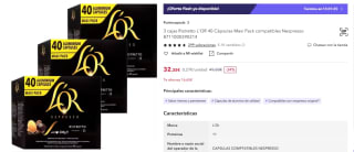 3 cajas Ristretto L'OR 40 Cápsulas Maxi Pack compatibles Nespresso por 32,35€