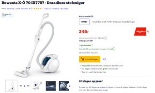 Rowenta X-Ô 70 IX7757 draadloze stofzuiger voor €249 bij Bol.com