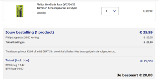 Diverse Philips Oneblade artikelen met €20 korting bij Trekpleister