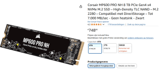 Corsair MP600 Pro NH 8TB voor €748 bij Amazon
