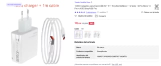 Cargador Turbo/HyperCharge 120W con Cable USB C 1/1.5/2M por 10,10€