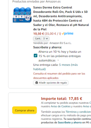 Pack 18 desodorantes Sanex Dermo Extra Control por 17,85€
