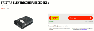 Tristar Elektrische Fleecedeken voor €39,99 bij Kruidvat