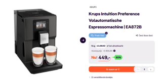 Krups Intuition Preference EA872B Volautomatische koffiemachine voor €449 bij Ibood