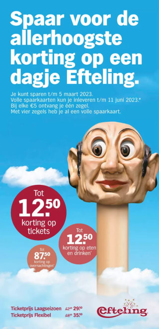 Spaar voor €12.50 korting op een Efteling-ticket bij de AH