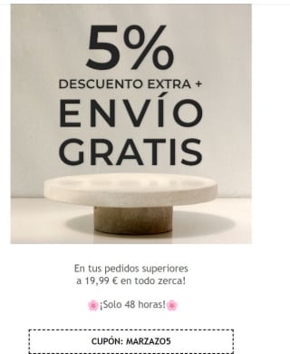 -5% dto extra envío gratis por compras de +19,99€