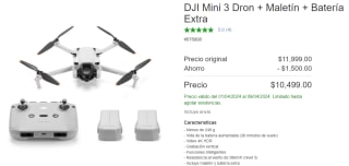 DJI Mini 3 Dron + Maletín + Batería por $10,499 en Costco