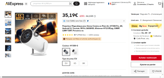 Projecteur Magcubique pour Home Cinéma en Plein Air, HY300 Pro, 4K, Android 11 à 35,19€